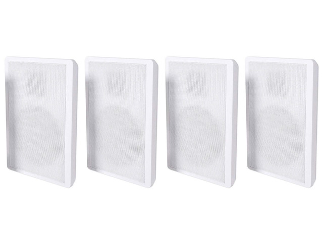 RockSlim White 5.25' Home Audio Wall-Mount Speakers, 4-Pack 240W Peak, 80W RMS, Slim 1.38' Design, Easy Wall Mount, 0.5' Mylar Tweeters, White...