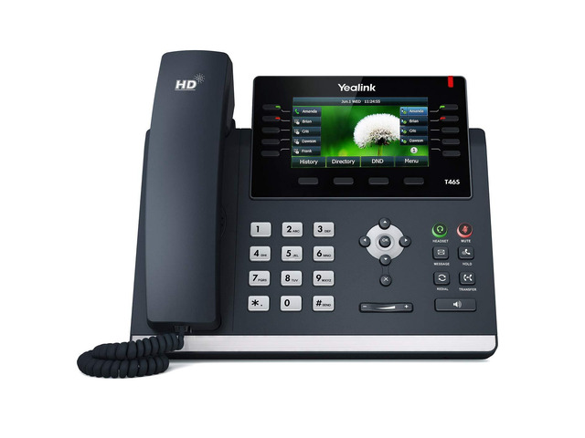 T46S IP Phone, 16 Lines. 4.3-Inch Color LCD. Dual-Port Gigabit Ethernet, 802.3af PoE, Power Adapter Not Included (SIP-T46S)