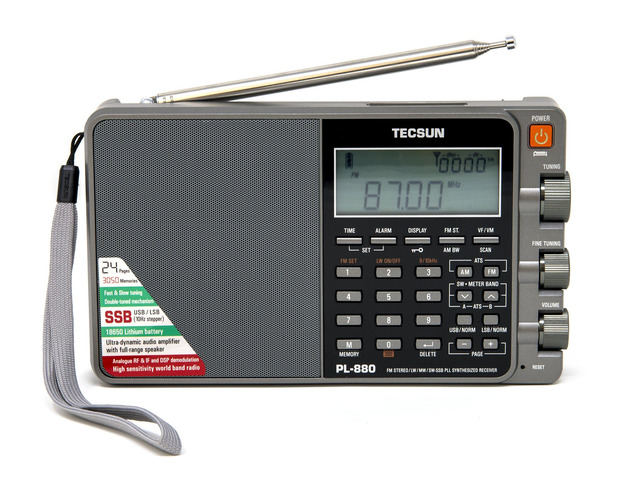PL880 Portable Digital PLL Dual Conversion AM/FM, Longwave & Shortwave Radio with SSB (Single Side Band) Reception, Color Silver