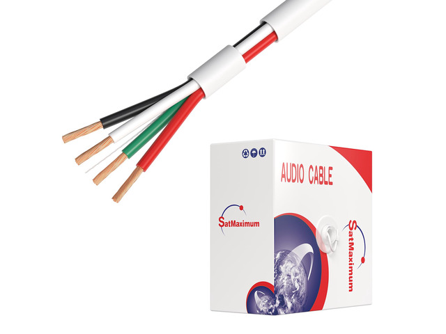 500FT 18/4 Speaker Wire CL2 Rated Indoor Low Voltage Copper Clad Aluminum (CCA) 18 Gauge 4 Conductors Cable with Easy Pull Box Perfect for in-Wall...