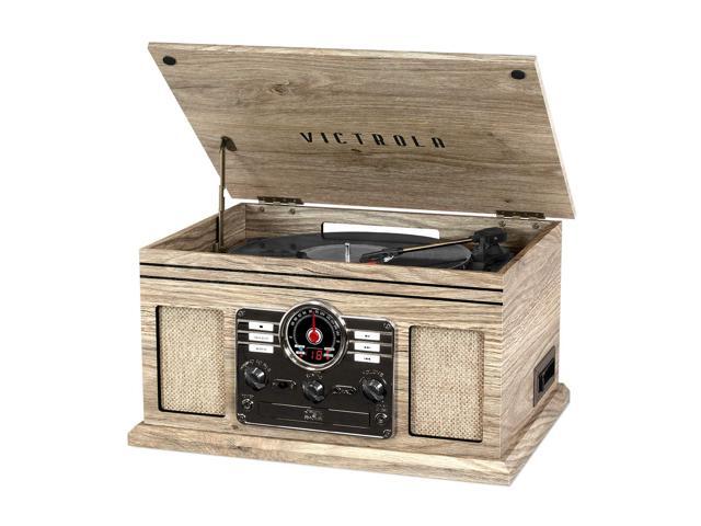 Victrola Nostalgic 6-in-1 Bluetooth Record Player & Multimedia Center with Built-in Speakers - 3-Speed Turntable CD & Cassette Player AM/FM Radio...