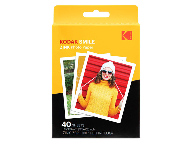 Kodak 3.5x4.25 inch Premium Zink Print Photo Paper (40 Sheets) Compatible with Kodak Smile Classic Instant Camera