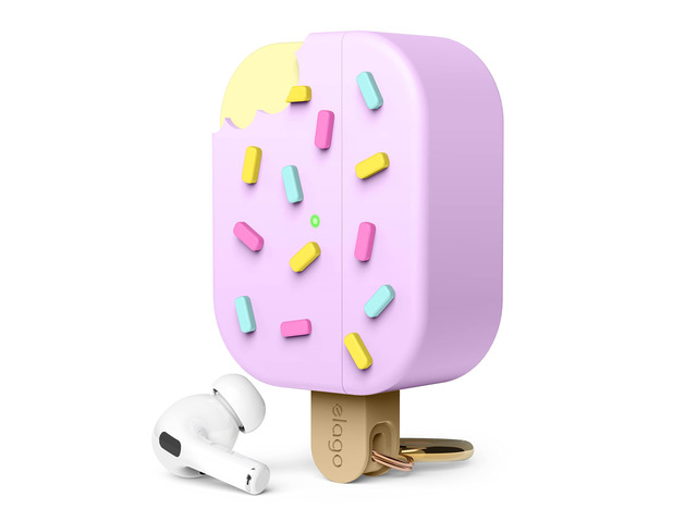 Ice Cream Case for AirPods Pro 2 Carabiner Included, Supports Wireless Charging, Full Protection (Blueberry)