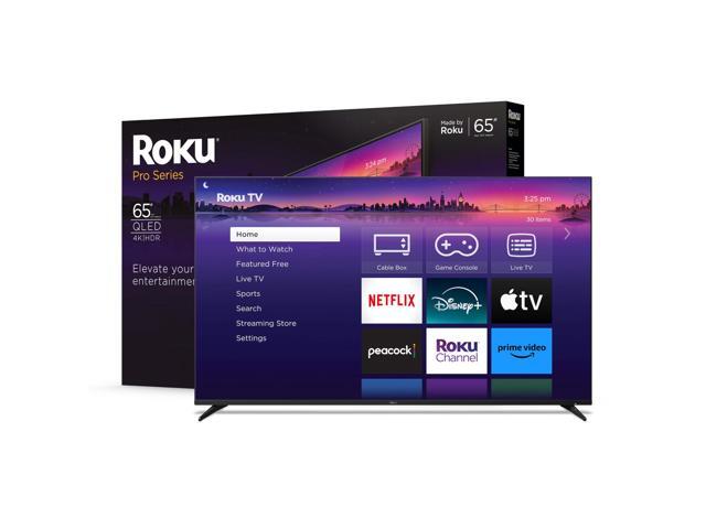 Roku Smart TV - 65-Inch Pro Series 4K QLED RokuTV with Backlit Voice Remote Pro Dolby Vision IQ 120Hz Refresh Rate - Live Local News Sports Gaming