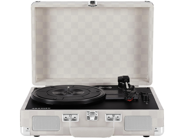 CR8005F-AC Cruiser Plus Vintage 3-Speed Bluetooth in/Out Suitcase Vinyl Record Player Turntable, Almond Checkerboard