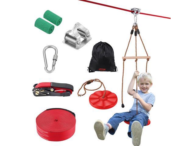 Zipline Kit for Kids and Adult, 65 ft Zip Line Kits Up to 500 lb, Backyard Outdoor Quick Setup Zipline, Playground Entertainment with Zipline,...