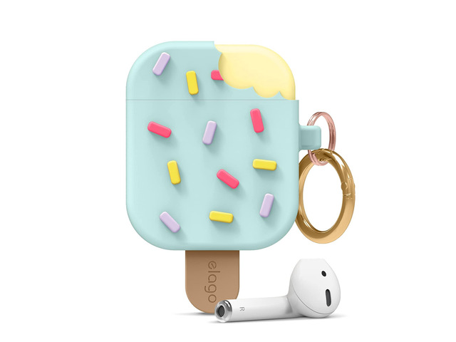 Ice Cream AirPods Case with Keychain for AirPods 2 & 1 Shockproof Protective Skin, Cute Accessories for Girls, Kids, Boys (Mint)