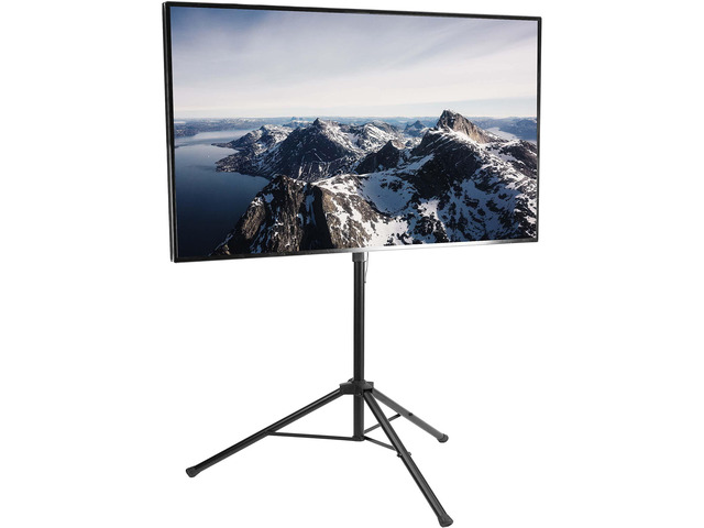 Tripod 37 to 75 inch LCD LED Flat Screen TV Display Floor Stand, Portable Height Adjustable Mount, Black, STAND-TV75T