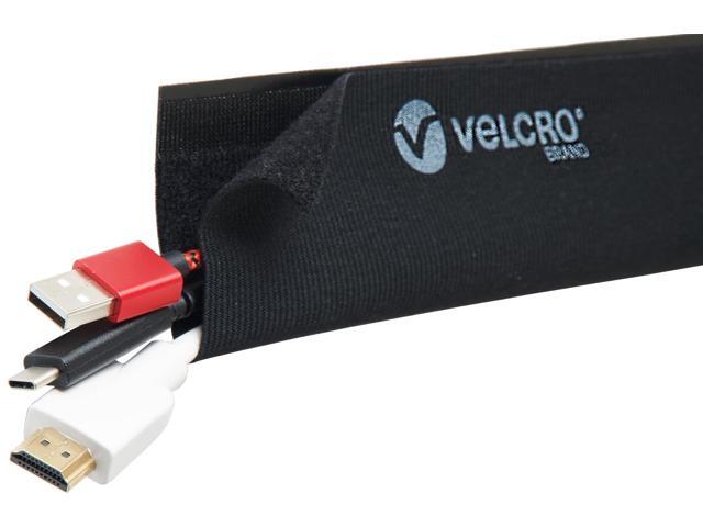 Velcro Brand Mountable Cable Sleeve Cord Management Mounts On Walls Desk Or Entertainment Center Removable Adhesive Is Damage Free 8In Black...