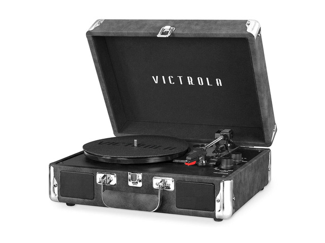 Victrola Vintage 3-Speed Bluetooth Portable Suitcase Record Player with Built-in Speakers Upgraded Turntable Audio Sound Gray, Model Number:...