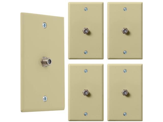 Newhouse Hardware 1-Port Tv Cable Wall Plate F Connector For Coax Cable Single Gang Video Wall Jack 5-Pack Ivory