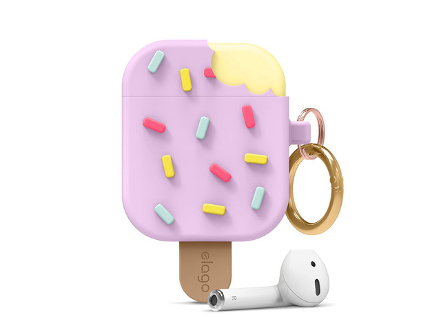 Ice Cream AirPods Case with Keychain for AirPods 2 & 1 Shockproof Protective Skin, Cute Accessories for Girls, Kids, Boys (Blueberry)