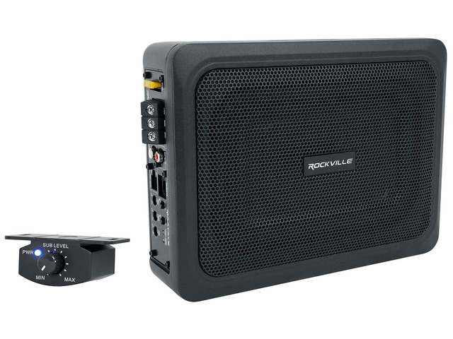 RW68CA 6x8 Slim Under-Seat Active Powered Truck/Car Subwoofer 400W Peak/100W RMS, Truck Compatible, Bass Knob, RCA & High Level Inputs, Low-Pass...