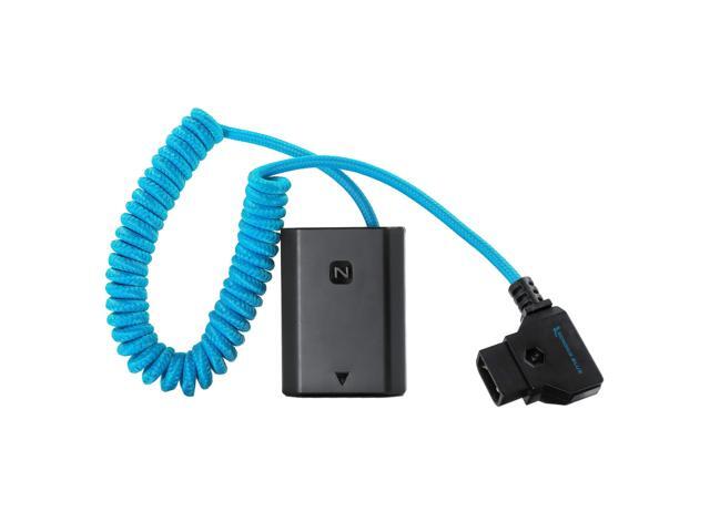 Kondor Blue Coiled Braided Power Adapter Cable for D-Tap Connector to Dummy Battery NP-FZ100 for Sony Cameras A6600 A7III A7RIII A7SIII A7RIV + More