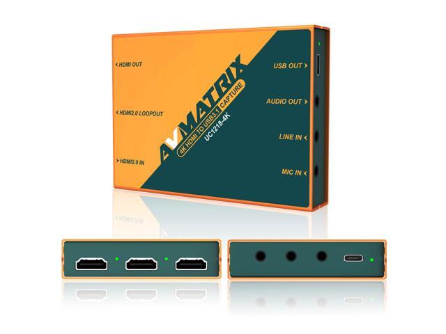 AVMATRIX UC1218-4K Capture Card 1440p/4K Input 1080P60 Uncompressed (YUY2) Capture for Game Live Stream Ultra-Low Latency PS5 PS4/Pro Xbox Series...