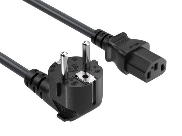 CableLeader 3ft CEE 7/7 to IEC320 C13 Right Angle European Schuko Power Cord 18AWG 10A/250V, European Travel Plug, Power Cord for Type C Outlet...