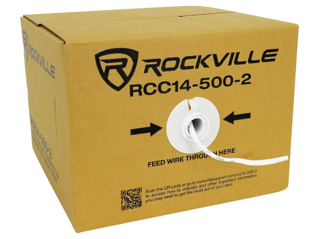 RCC14-500-2 CL2 14 AWG 500' 2 Conductor CCA Speaker Wire 70V/100V/8 Ohm Compatible, 30% Copper/70% Aluminum, Color-Coded PVC Jacket, Home and...