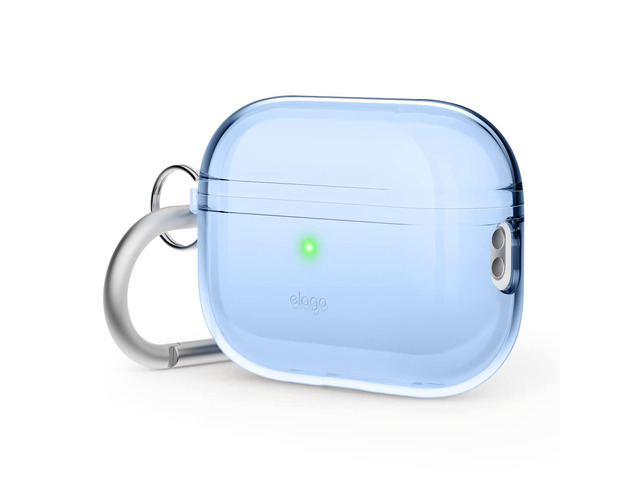 Clear Case for AirPods Pro 2 Protective Cover with Keychain, Transparent, Wireless Charging, Reduced Yellowing [Aqua Blue]