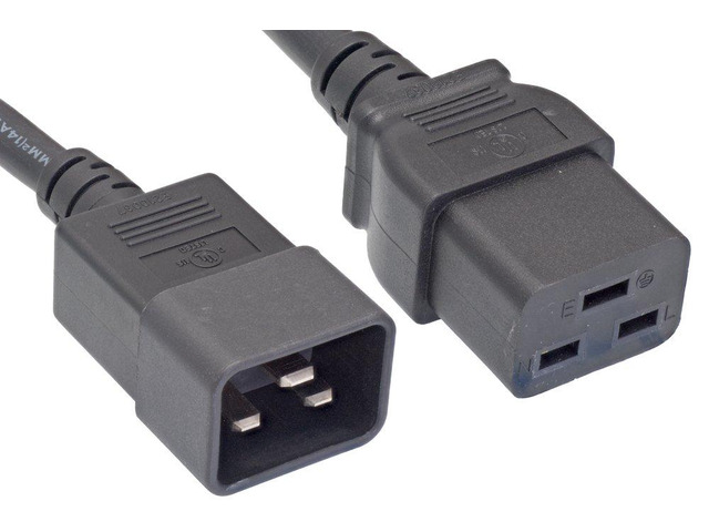 AC Power Cord Extension, IEC320 C20 to IEC320 C19, 10' 12AWG, 20A, 250V (ZWACFGAB-10)