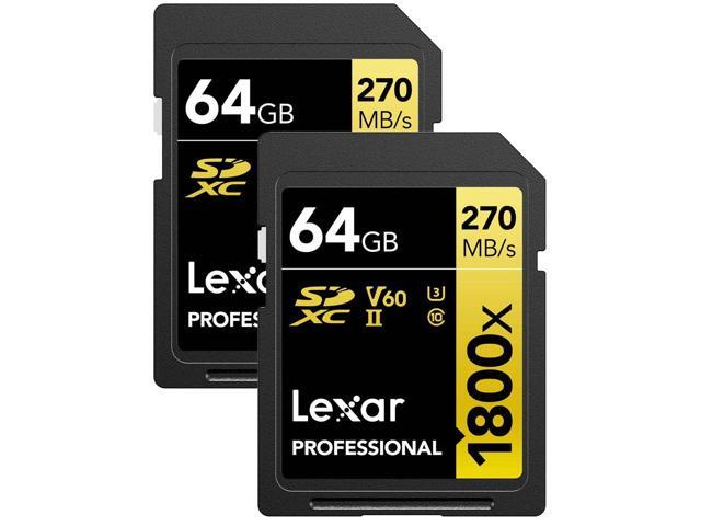Lexar Gold Series Professional 1800X 64Gb Uhs-Ii U3 Sdxc Memory Card 2-Pack