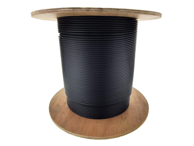 1000ft Black 6-Strand Fiber Indoor/Outdoor Multimode 62.5/125 OM1 Cable, Riser Rated, Water-Blocking GR-409-CORE Fiber Optic Cable