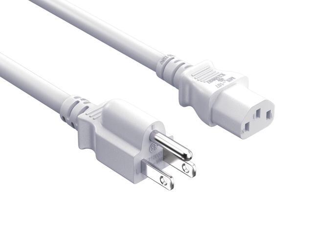 Cable Leader 18 AWG White Universal Power Cord IEC320 C13 to NEMA 5-15P UL Listed 6 Foot