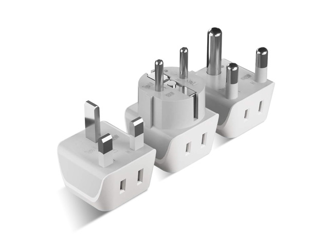 African Travel Adapter Set 2 in 1 USA to Africa, S. Africa, Nigeria, Ghana, Uganda (Type M, E/F, Type G) - 3 Pack (Does Not Convert Voltage)
