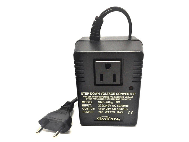 SMF-200 Deluxe 200 Watts Step Down Voltage Converter for International Travel to AC 220V/240V Countries, Ideal for Laptops, Cameras, iPhones,...