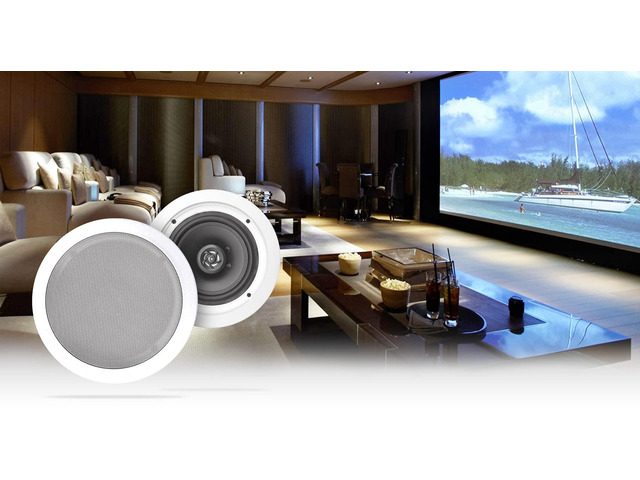 HC85-16 White 8' 16-Ohm in-Ceiling Home Theater Speakers, Pair 700W Peak/240W RMS, 2-Way, 8' Woofer, 1/2' Mylar Tweeter, Swivel Tweeter,...