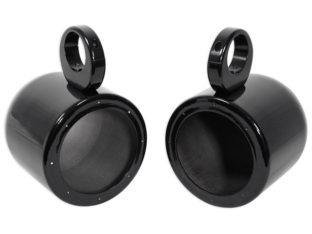 Pair MAC65B 6.5' Black Aluminum Wakeboard Tower Speaker Pod Enclosures, Waterproof, Marine-Grade, Universal Fit for Boats and UTVs