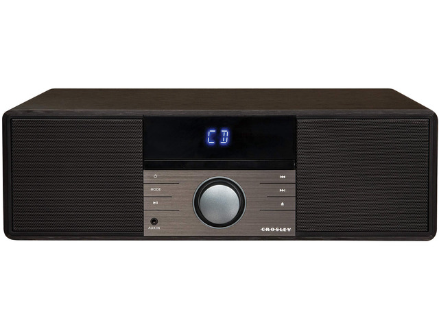 CR3502A-BK Metro Clock Radio and CD Player, Black Bluetooth In, Internal Full-Range Stereo Speakers, FM Radio, Wire Antenna