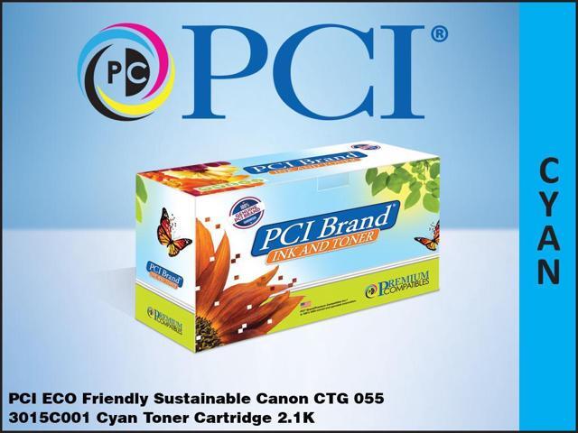 Pci Brand Canon 3015C001N-Pci Eco-Friendly Sustainable Remanufactured Canon Cartridge 055 3015C001 Cyan Toner Cartridge 2.1K Page Yield