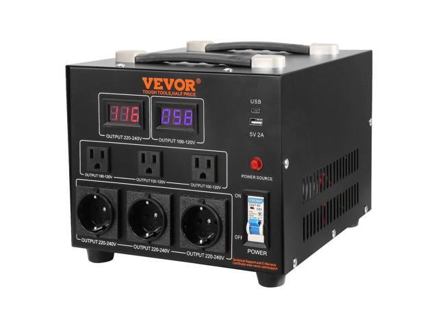Power Converter, 3000W, Durable Step Up/Down Unit, Switches between 110V and 220V, Includes US and EU Outlets plus 5V USB, CE Approved