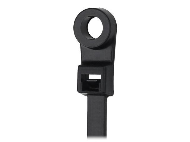 Pacer 15' Cable Tie w/Mounting Ring - Black - 50lb Tensile Strength - 4' Bundle Diameter - 100 Piece Bag