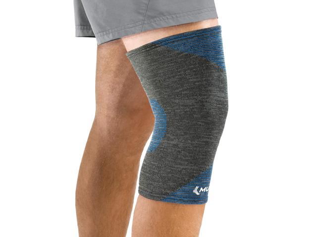 Mueller 64429 Sports Medicine FIR 4-Way Knee Support Sleeve for Men and Women, Gray/Blue, Medium/Large
