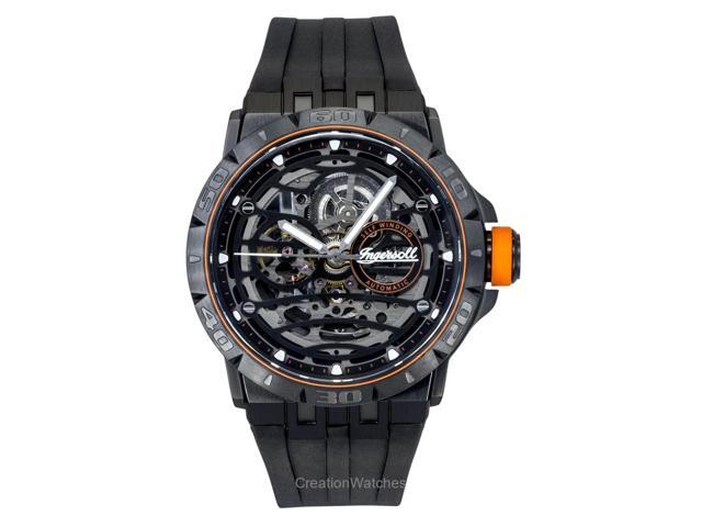 Ingersoll The Rigger Polyurethane Strap Black Skeleton Dial Automatic I17902 Men'S Watch