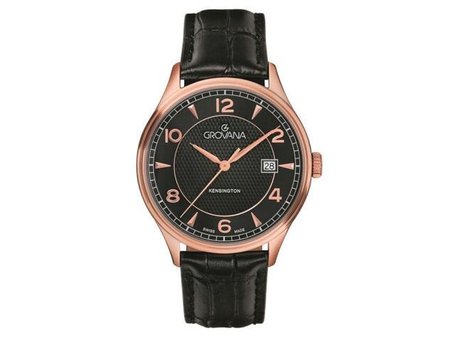 Grovana Kensington Classic Leather Strap Black Dial Quartz 1305.1567 Men'S Watch