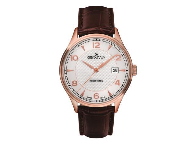 Grovana Kensington Leather Strap Silver Dial Quartz 1305.1562 Men'S Watch