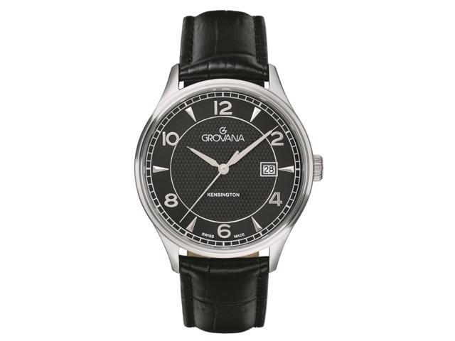 Grovana Kensington Leather Strap Black Dial Quartz 1305.1537 Men'S Watch