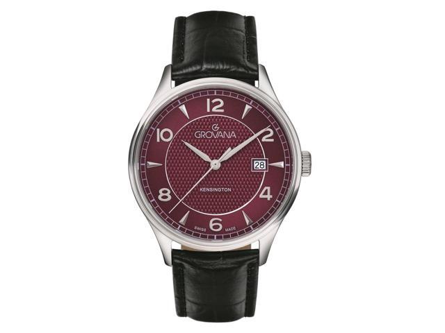 Grovana Kensington Leather Strap Bordeaux Dial Quartz 1305.1536 Men'S Watch