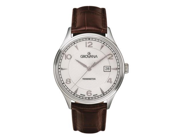 Grovana Kensington Leather Strap Silver Dial Quartz 1305.1532 Men'S Watch