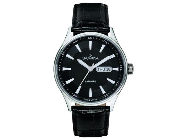Grovana St. Andrews Leather Strap Black Dial Quartz 1194.1537 Men'S Watch