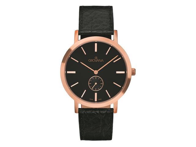 Grovana Kensington Leather Strap Black Dial Quartz 1050.5567 Men'S Watch