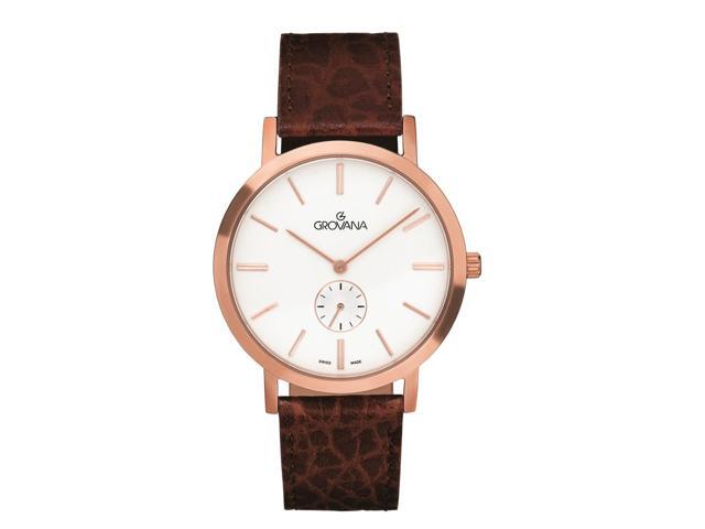 Grovana Kensington Leather Strap Silver Dial Quartz 1050.5562 Men'S Watch