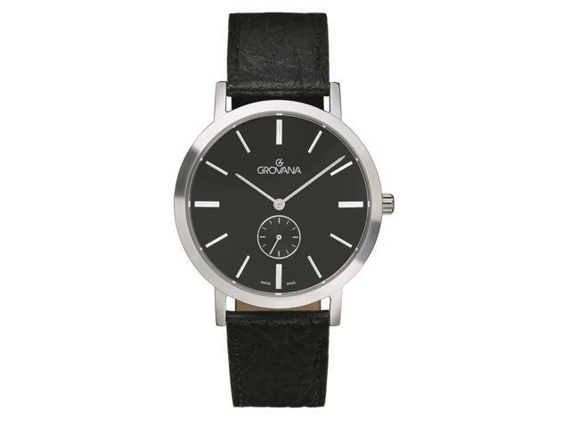 Grovana Kensington Leather Strap Black Dial Quartz 1050.5537 Men'S Watch
