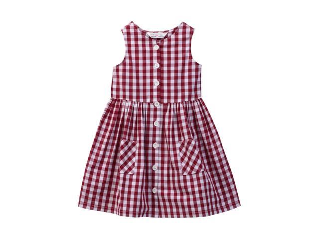 Beebay Y/d check button through dress Red - 5 Years