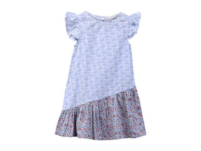 Beebay Elephant print Asymmetric frill dress Blue - 6 Years