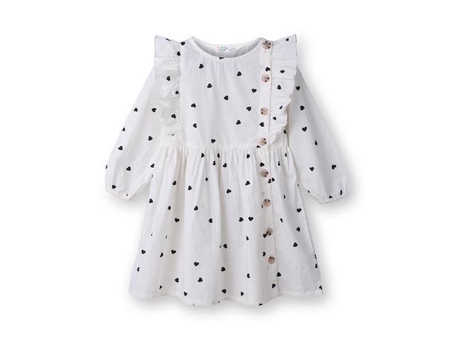Beebay Button through heart print dress White - 12-18 Months