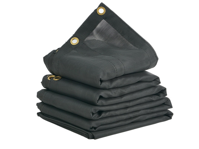 Dump Truck Mesh Tarp, 6 x 14 ft, PVC Coated Black Heavy Duty Cover with 5.5' 18oz Double Pocket, Brass Grommets, Reinforced Double Needle Stitch...