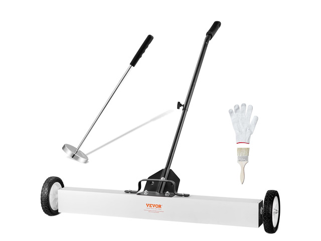 36-Inch Magnetic Sweeper with Wheels, 55 lbs Capacity, with Telescoping Magnetic Pickup Tool, Adjustable Handle, Magnetic Pickup Sweeper to Pick Up...